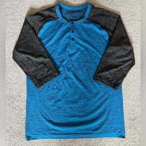 Lululemon Blue and Black Raglan Sleeve Shirt